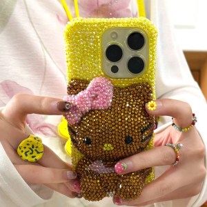rhinestone bling crystal phone case chain for iphone 16 12 13 14 15pro max x xs xr 7 8 plus se 2 3 10 transparent bumper cover